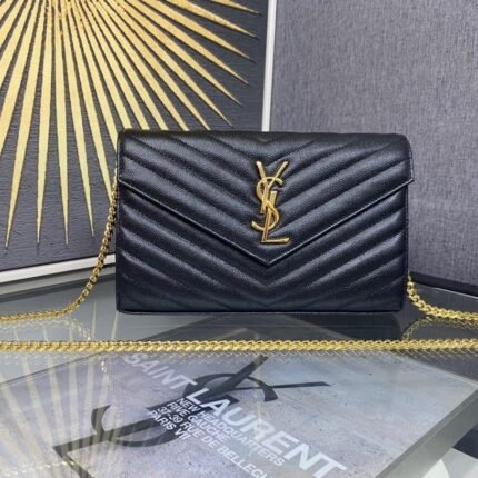 YSL monogram caviar chain Envelope bag 377828 size: 22.5x14x4cm